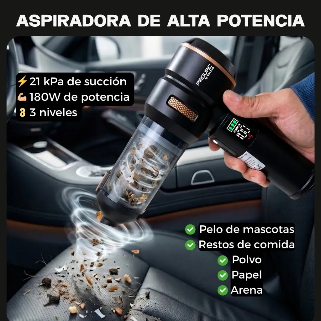 Aspiradora Portatil Inalambrica De Mano Provac Auto 4 En 1 Negro